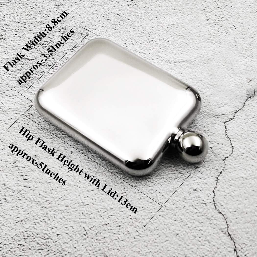 6oz Rectangle Hip Flask with a Detachable Maroon Leather Pouch-YM6072