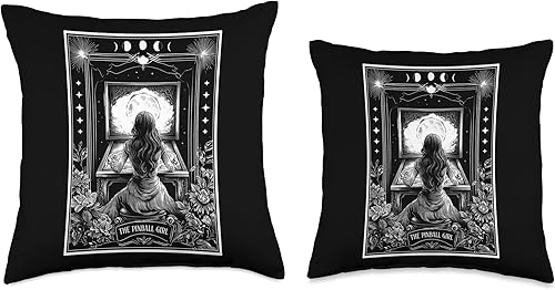 Miniatura 3 de The Pinball Girl Retro Arcade Game 80s Tarot Card Skeleton Throw Pillow