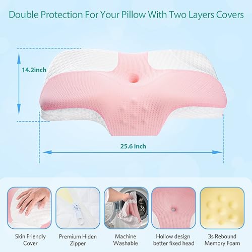 Miniatura 4 de fullengy Almohada cervical de espuma viscoelástica almohadas de contorno para cuello hombros alivio del dolor de espalda almohada ergonómica de