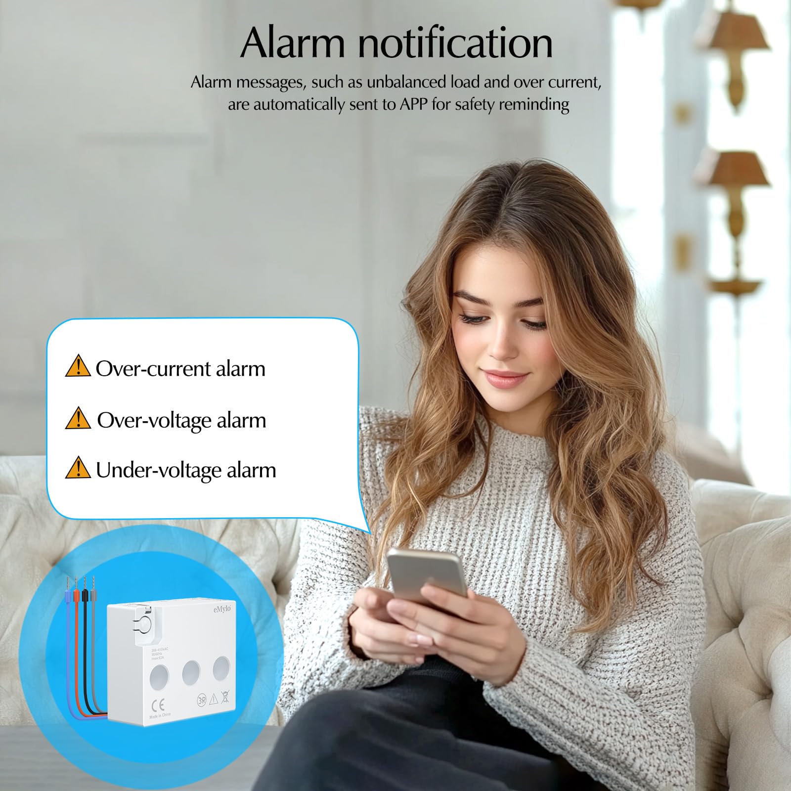 eMylo Smart Wifi Energiemessgerät Mini-Stromverbrauchsmessgerät 99% hohe Genauigkeit 3 Phasen Echtzeit-Stromverbrauchszähler Überlastschutz für Haus/Wohnung, Smart life Tuya App Control