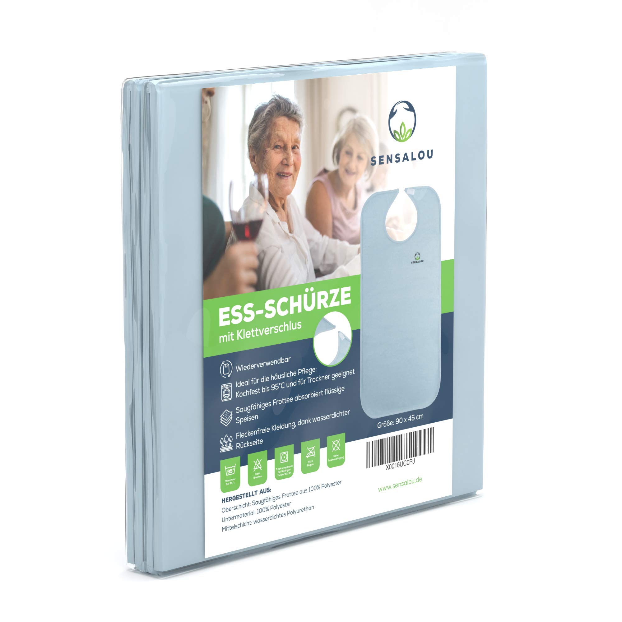 Sensalou Bavoirs Adultes – Bavette Imperméable Fermeture à Bande Agrippante | Bavette Adultes Lavable & Imperméable | Fermeture à Bande Agrippante – Optimale Protection Vêtements Adultes