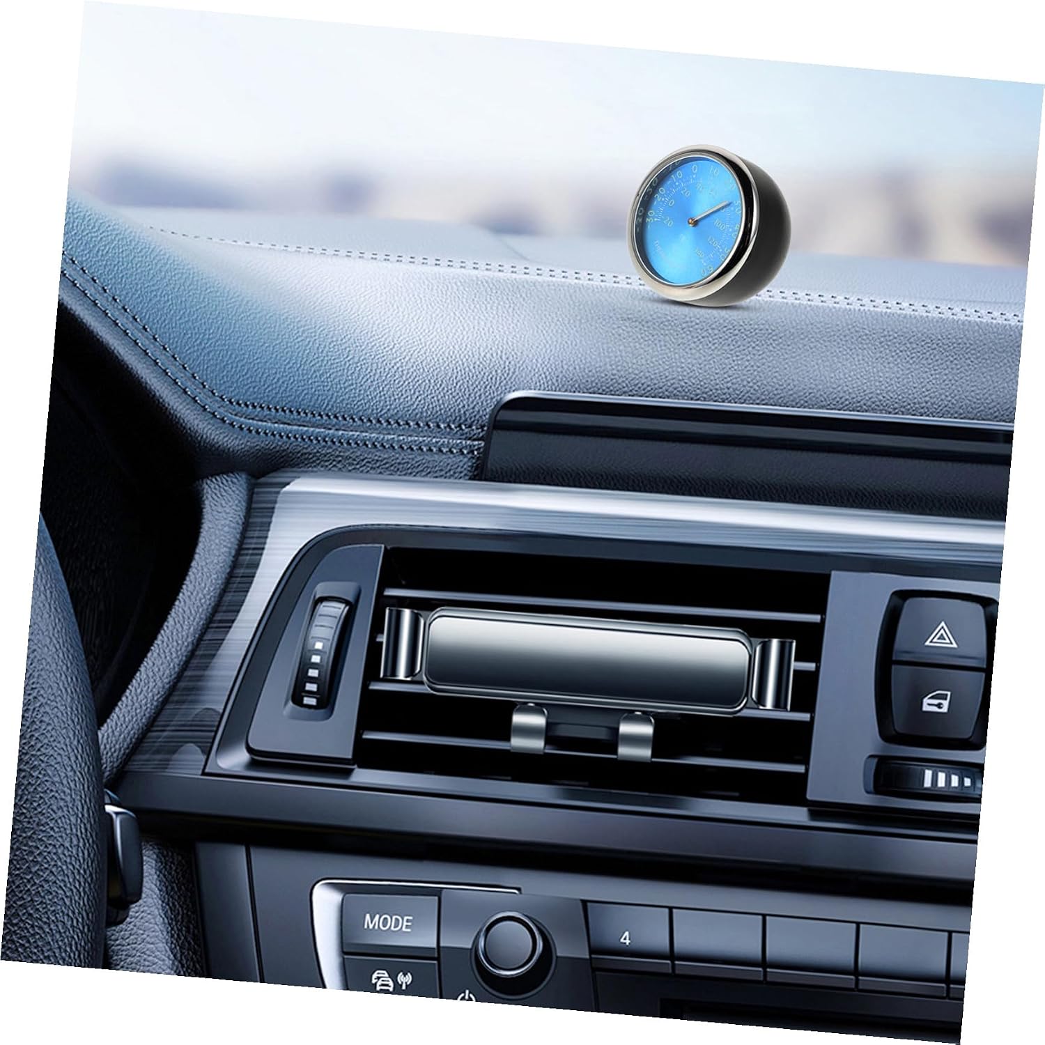 Zerodeko Luminous Car Interior Thermometer with Digital Quartz Clock Glow Dark Vehicle Dashboard Temperature Monitor for Accurate Real Cabin Reading Blue Display