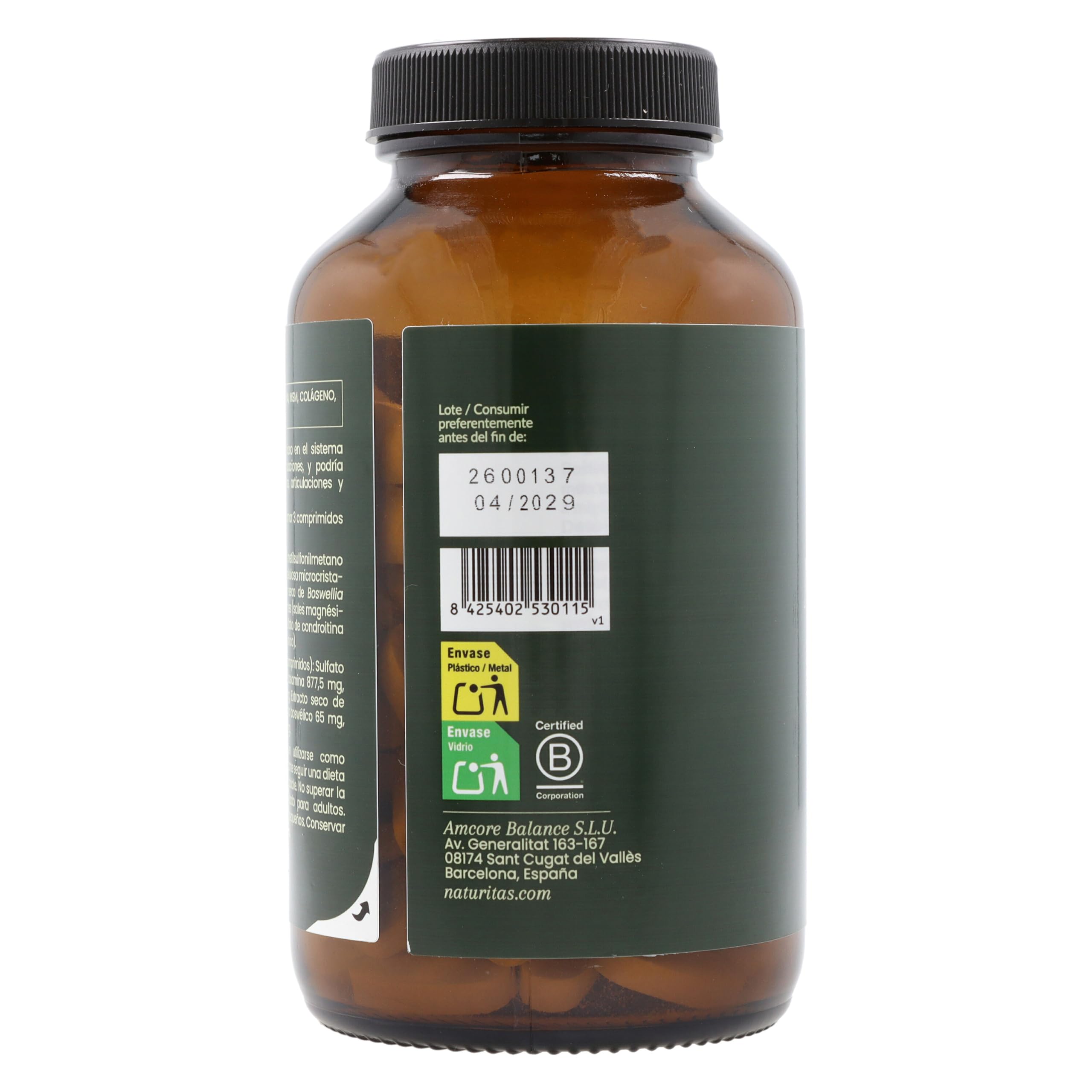 Glucosamina, Ácido Hialurónico, Condroitina, MSM | 120 comprimidos | Naturitas Essentials | Glucosamina + Condroitina + MSM | Fórmula completa para articulaciones | Colágenos y Cartílagos