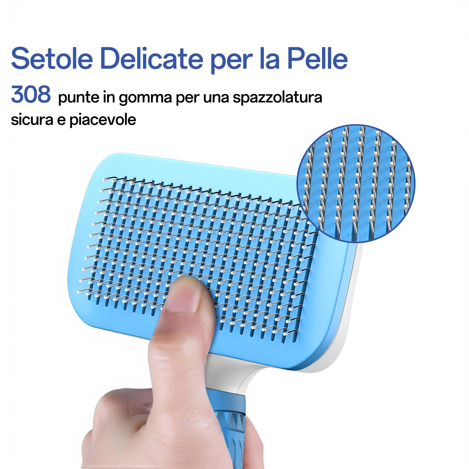 ACE2ACE Spazzola Gatto Cane Pelo Lungo e Corto, Autopulente Spazzola Morbida per Gatti e Cani, Cardatore per Cani Gatti, Brush per Barboncino,Golden Retriever,Labrador,Husky,Bulldog,Maltese, Blu