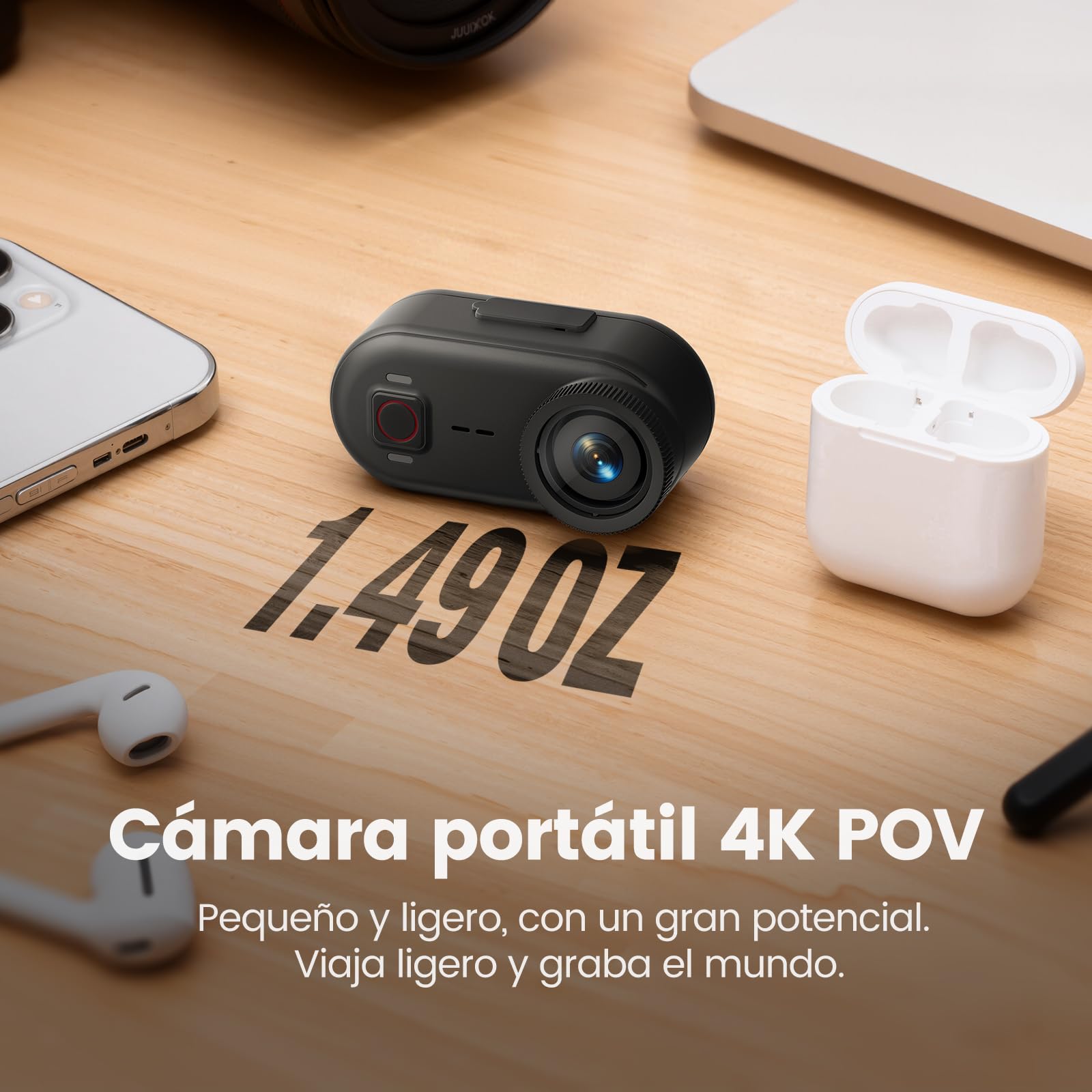 4K 30FPS Cámara Vlogging, POV Manos Libres, 64GB Camara Deportiva Impermeable 10 Metros, EIS Estabilización, Action CAM 260 min de batería, Móntala Donde Quieras, Vlog, Viajes, Exteriores (64, GB)