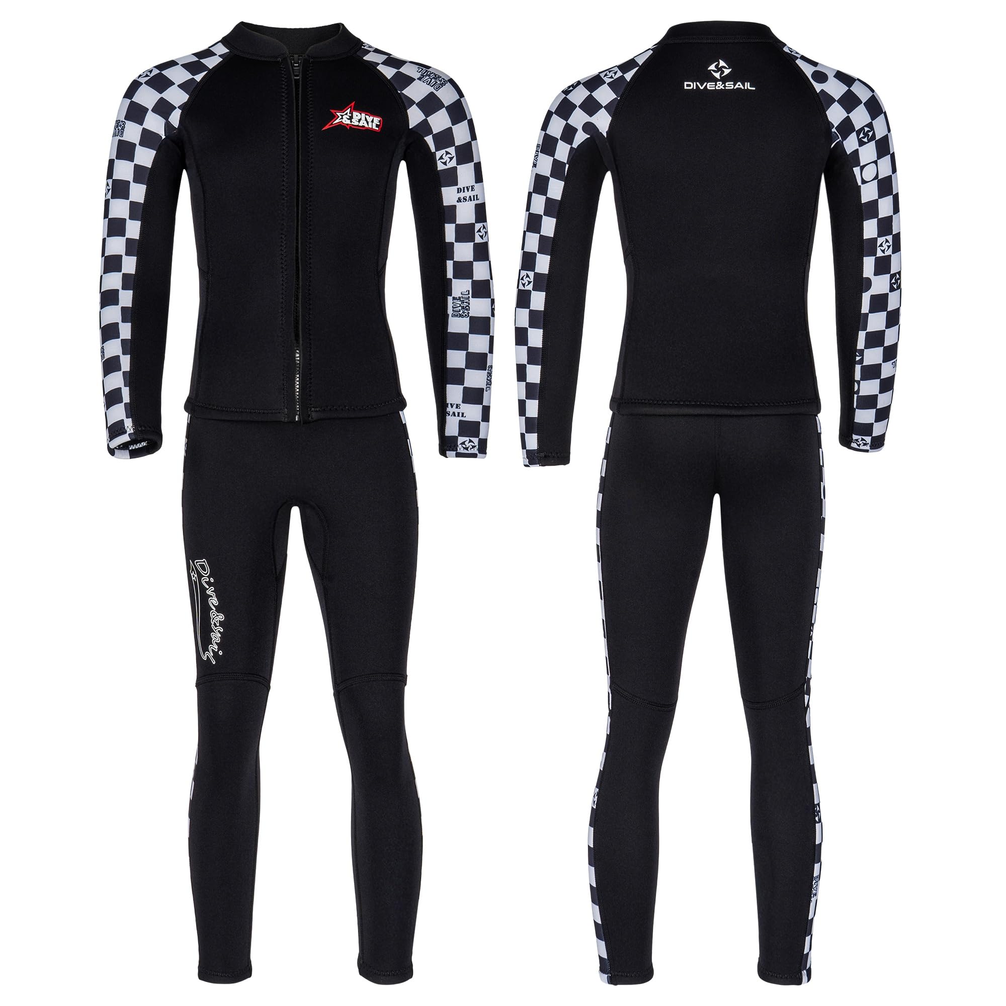 Kinder Neoprenanzug 2.5mm Oberteile Lange Neoprenhose 2-Teilig Jungen Mädchen Langarm Reißverschluss Warm Wassersport Schwimmen Tauchen Surfen Kajakfahren