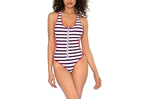 Women's Red White and Blue French Cut One Piece Swimsuit