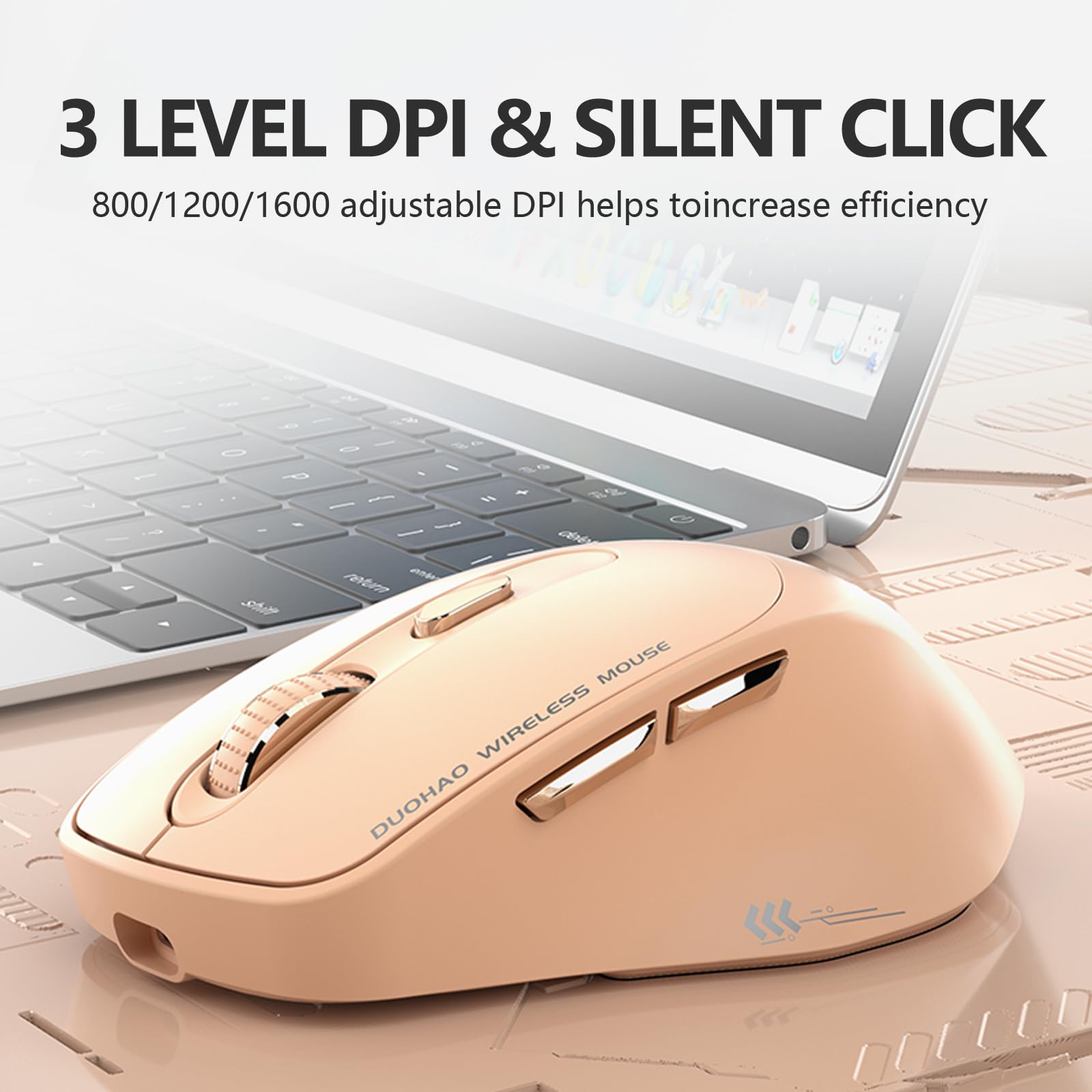 Mouse HIMDUZE Tri-Mode Bluetooth 5.0/5.2 E 2.4GHz – Ottico Silenzioso Ed Ergonomico, Compatibile Con Mac OS, Windows E Android, Per Laptop E MacBook