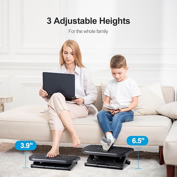 HUANUO Reposapiés Ajustable Ergonomico con Masaje y Rodillo miniatura 7