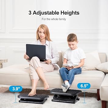 HUANUO Foot Rest for Under Desk at Work, Adjustable Footrest with Massage Texture and Roller, Ergonomic Foot Stool with 3 Height Position, 30 Degree Tilt Angle Adjustment for Home, Office