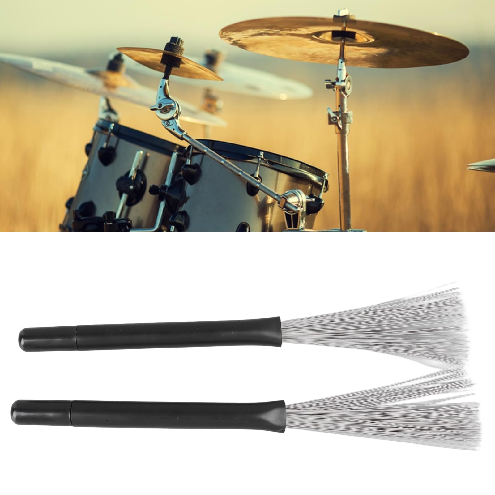 Telescopic Drum Sticks, Comfortable Grip 2PCS Lightweight Wire Drum Brush Set for Percussion Instruments - Image 3