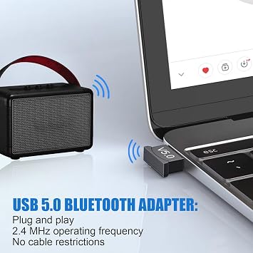 2PCS Bluetooth Adapter 5.0 USB for PC Computer Laptop Wireless Bluetooth Adaptor Dongle Audio Transmitter Receiver for Windows 7 8 10 Plug and Play Wireless Transfer for Headset Speaker Keyboard