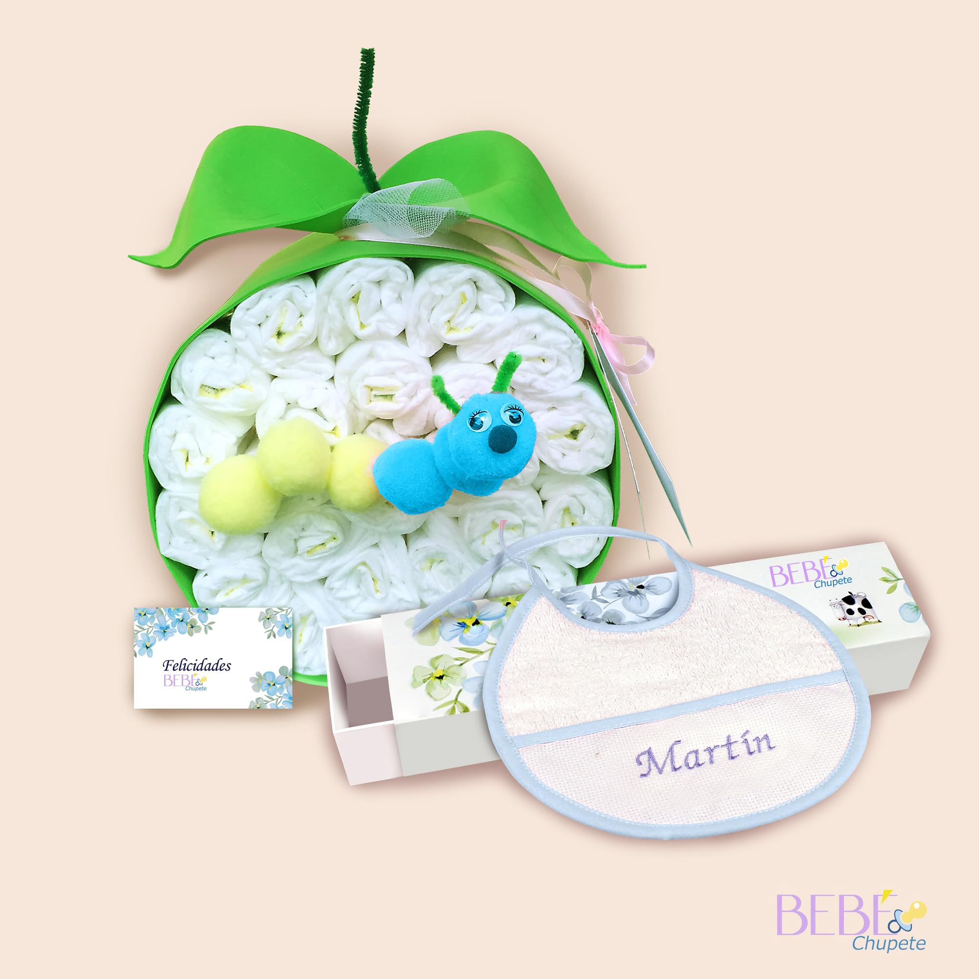 BEBÉCHUPETE Tarta de Pañales Personalizada DODO T Sensitive 33 Pañales - Canastilla bebe recien nacido - Regalo bebe recien nacido niño/a - Cesta bebe niño -Regalos bebes (Azul)
