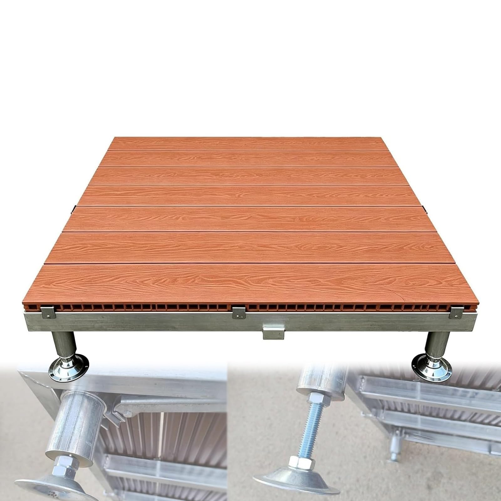 Piastrelle Per Terrazza WPC Impermeabile Piattaforma Da Giardino Rialzata | Sottostruttura Per Tenda Campeggio Con Piedini Altezza Regolabile, Per Terreno Irregolare, Pavimento(Brown)
