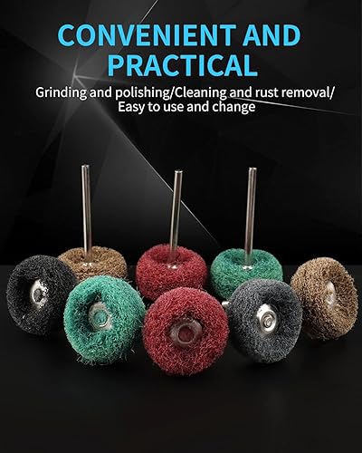 Miniatura 7 de Rocaris - 50 piezas de ruedas abrasivas de pulido, ruedas abrasivas de 1 pulgada para herramientas rotativas de 18 (3 mm) de vástago, 120Grit,