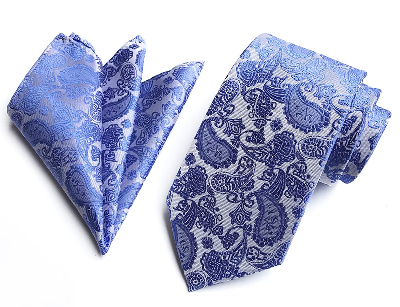 marysgiftMen's Paisley Tie Handkerchief Wedding Necktie & Pocket Square Set Floral Jacquard Tie Set