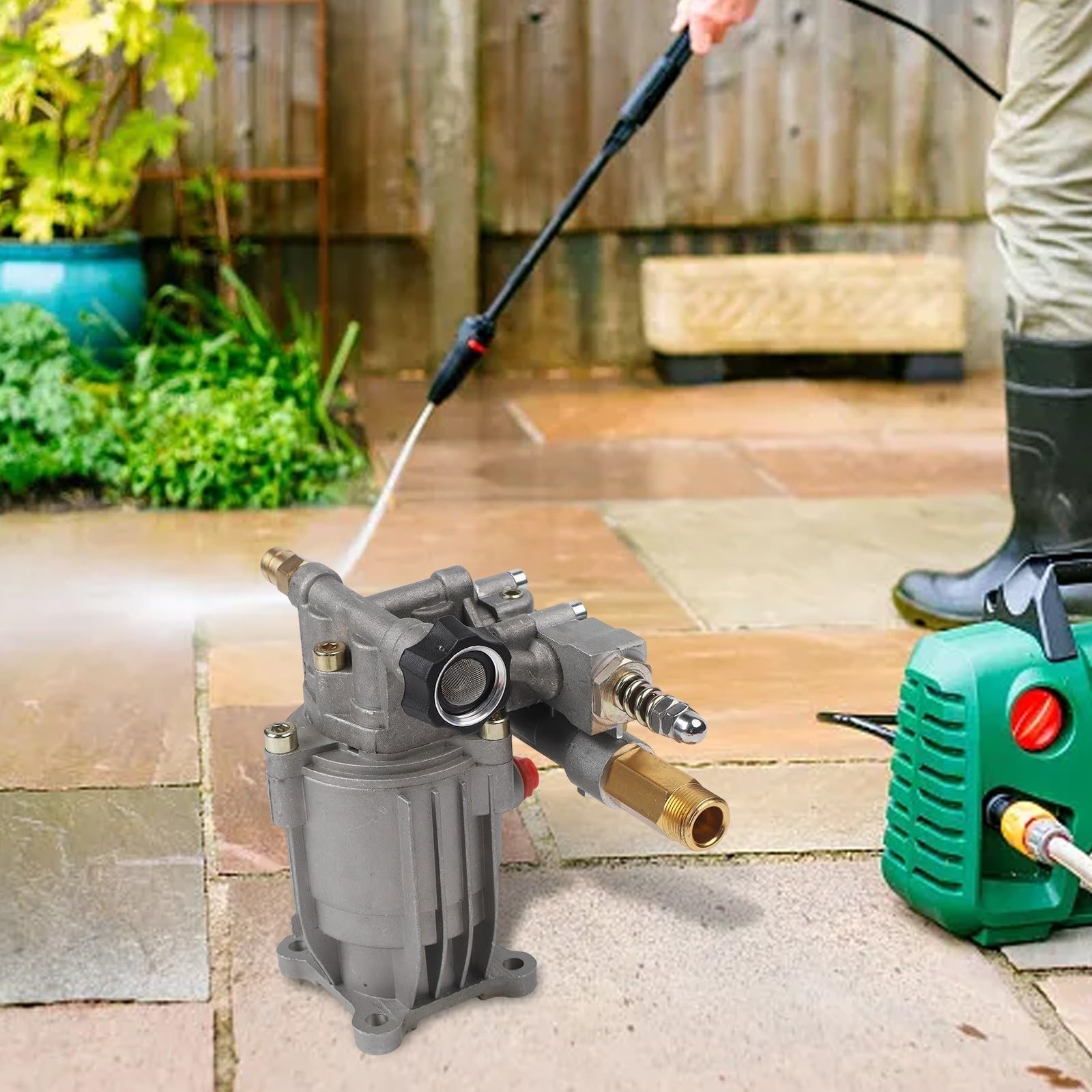 Idropulitrice 3400 PSI con flusso 2. GPM, kit di ricambio albero orizzontale da 3/4 di pollice per idropulitrici a gas, caratteristiche valvola di sfiato termico e design dell'olio pre-riempito