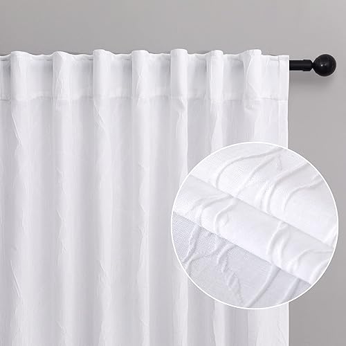 Miniatura 3 de Cortinas de Árbol de Abedul Blanco de 108 Pulgadas de Largo para Oscurecer la Sala de Estar Cortina de Comedor Juego de 2 Paneles Bolsillo