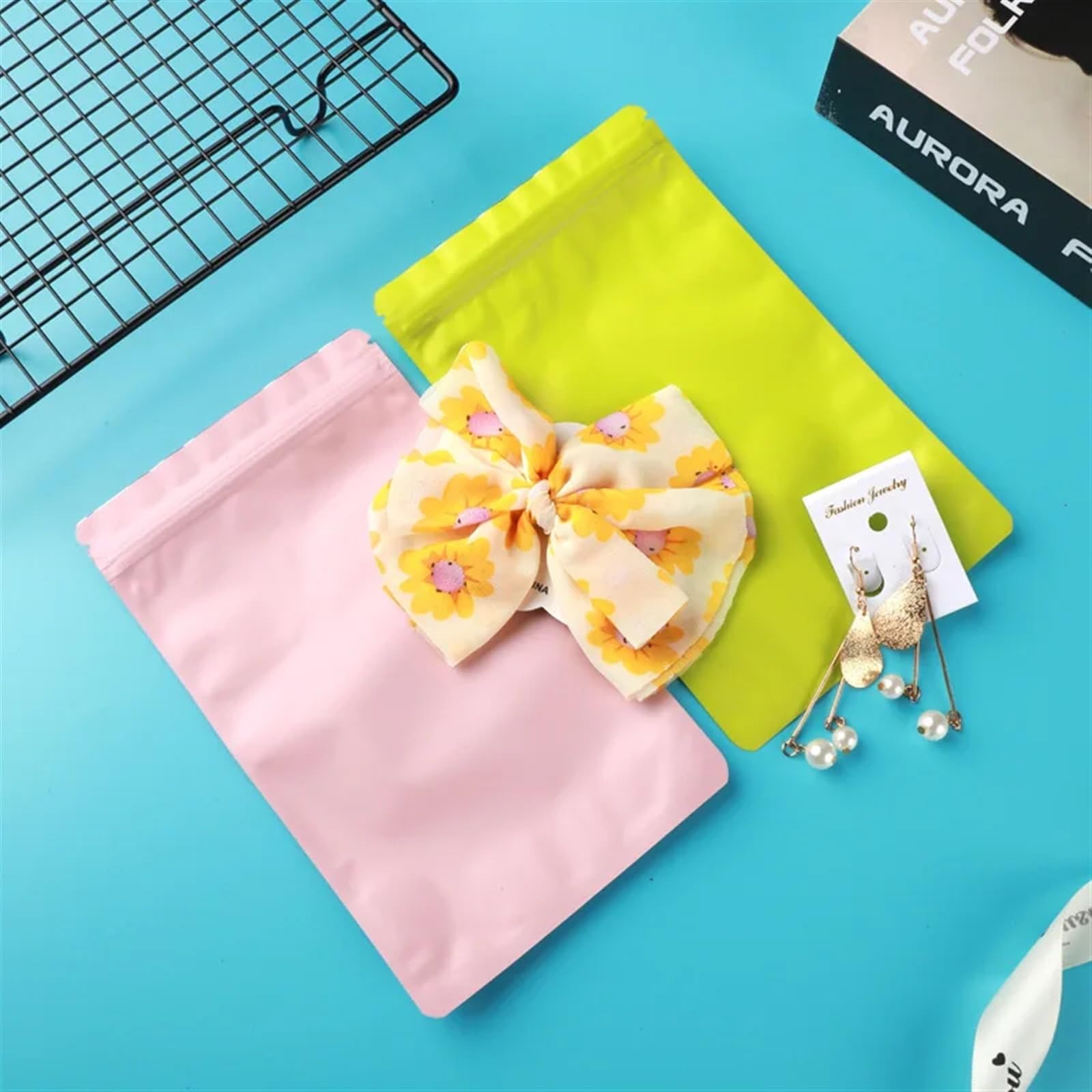 50 pezzi nero opaco bianco rosa buste piatte termiche con chiusura a zip in Mylar piccole in plastica a in alluminio(Blue,20x30cm)