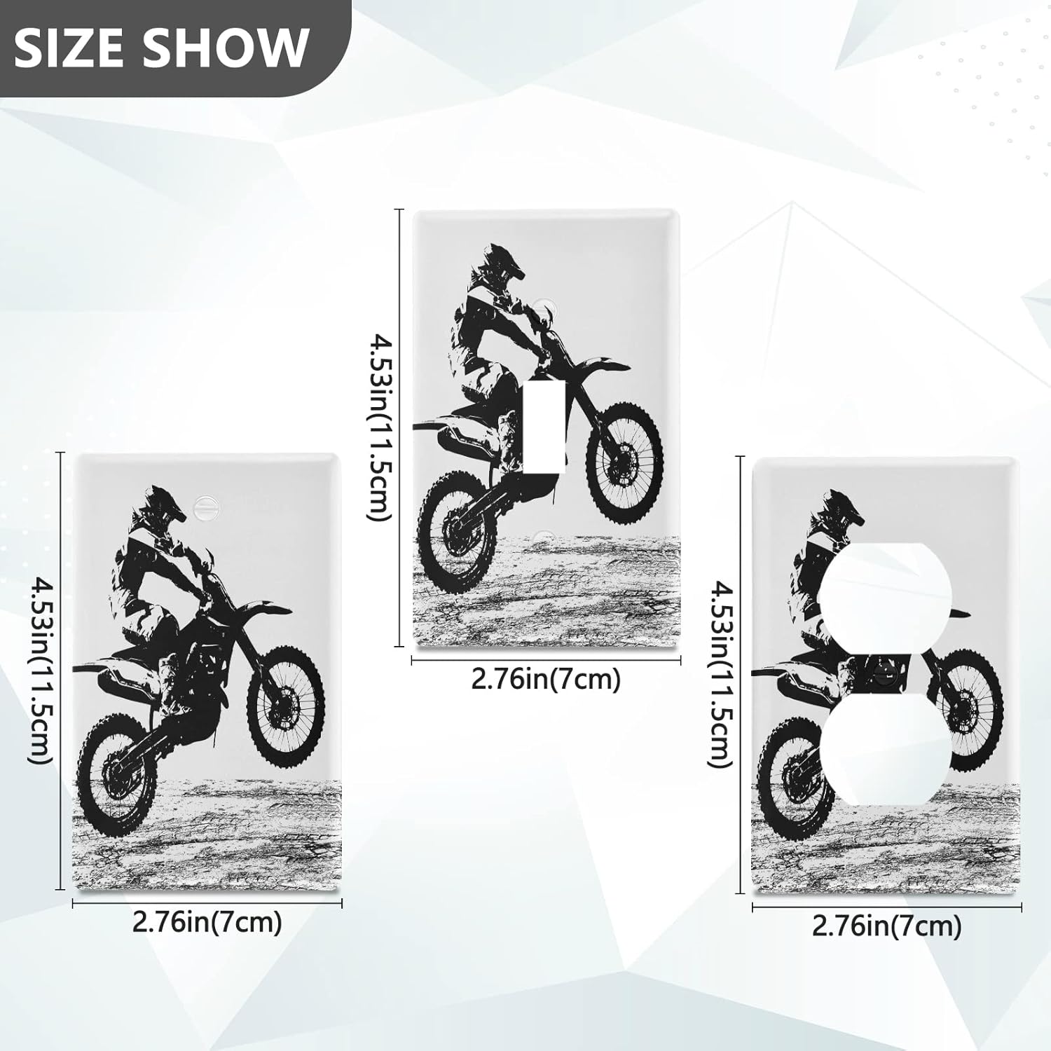 xigua Toggle Light Switch Wall Plate Cover - Motocross Rider Light Switch Cover Decorative Outlet Cover Wall Plate, Size 1-Gang 4.53" H x2.76”