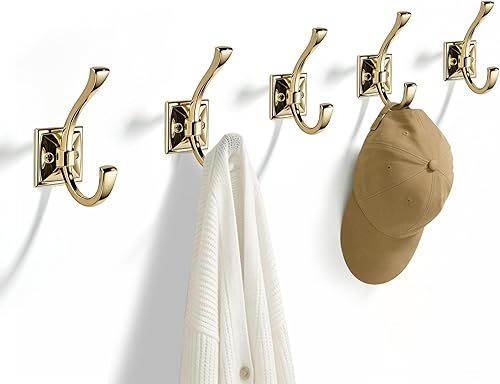 Miniatura 10 de TUNNY Paquete de 10 Ganchos para Colgar Abrigos en la Pared de Diseño Antiguo - Ganchos para Abrigos Negro Mate Gancho para Toallas para Gabinete