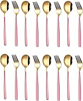 YELONA Set of 16 Premium Gold Titanium Plated Stainless Steel Cutlery, Flatware & Tableware (Contains: 8 Master Spoons,...