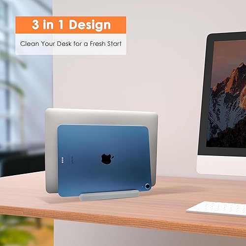 Miniatura 9 de Soporte vertical para portátil Nueva versión dos almohadillas de goma más y diseño almacenable con llave hexagonal Base ajustable de plástico ABS de