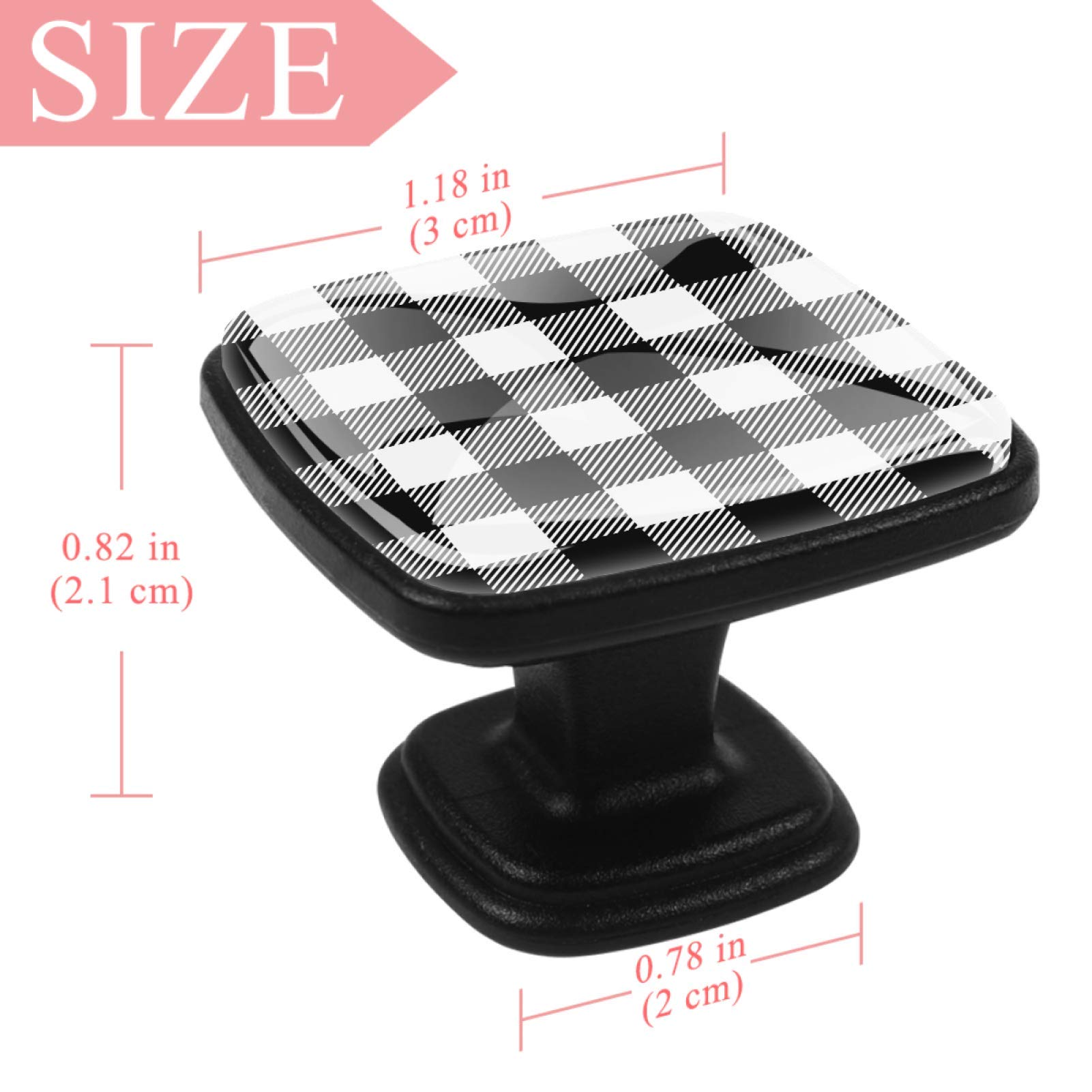 Checkerboard Black & White Drawer Pulls – Decorative Cabinet Handles & Knobs For Kitchen, Dresser, Furniture (Set Of 2)