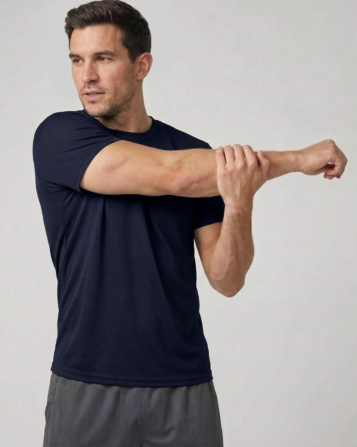 Real Essentials 5 Pack: Men’s Mesh Short Sleeve Crew Neck T-Shirt - Workout Gym Active Athletic Tee (Big & Tall Available)