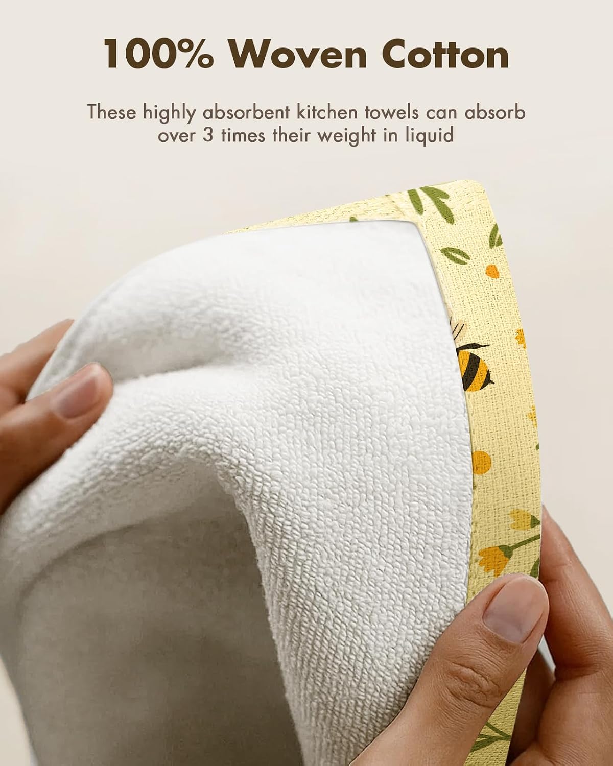 Miss Adola Cotton Kitchen Towels Set of 2, 16x26 Inch, Bee image 3