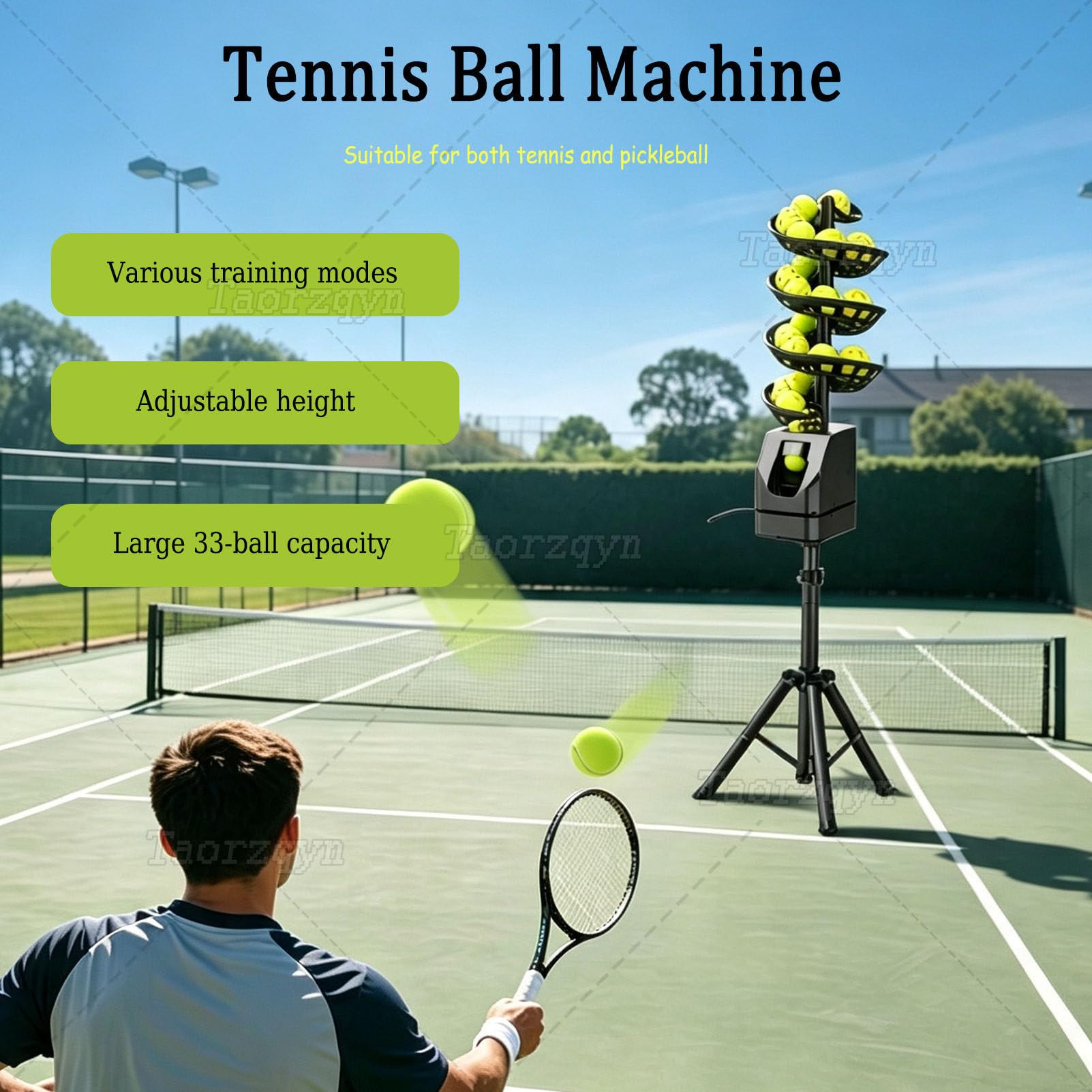 Lanciapalle da Tennis Portatile, capacità di Circa 33 Palline