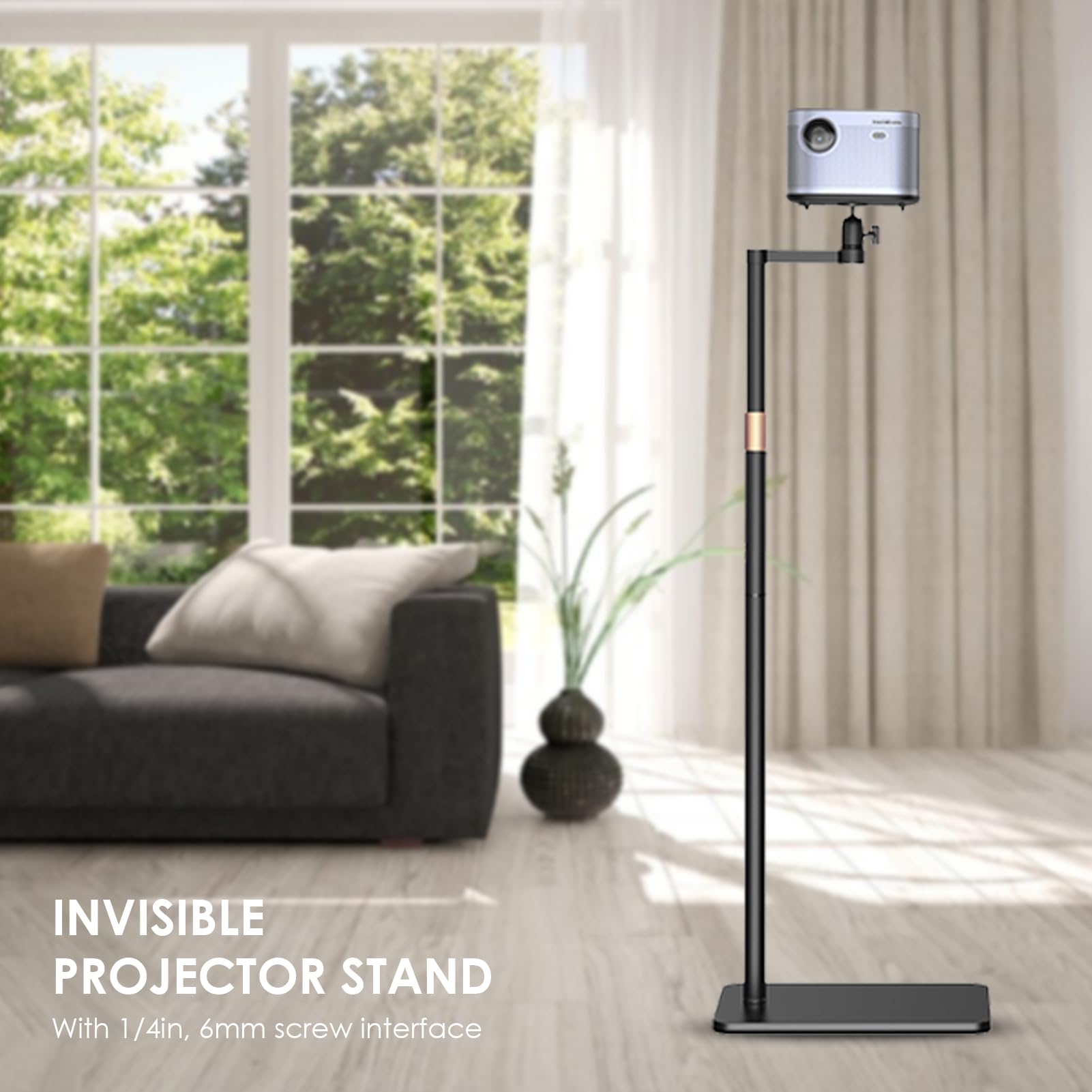 Yunseity Projector Stand, 27.56 to 47.24in Adjustable Height, 1/4in Invisible Projector Floor Stand, Hide Use, 360° Swivel - Image 2