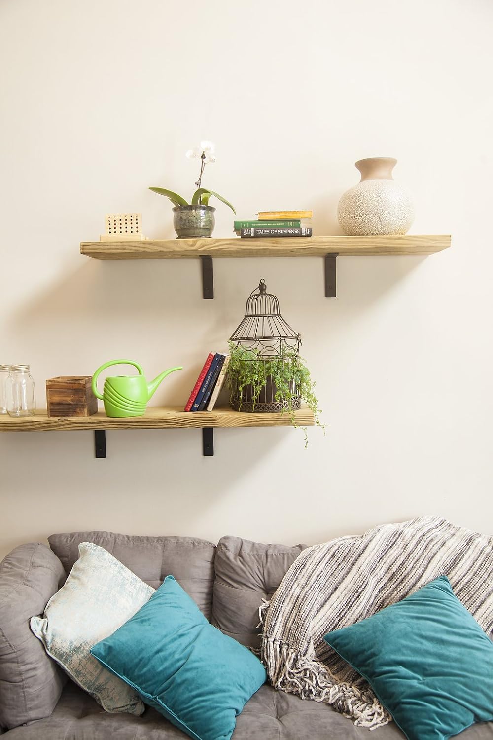 Heavy Duty Metal Wall Brackets: 6 x 6-inch Rustic Steel L Bracket for Hanging DIY Iron Shelving - Hang a Bookshelf or Industrial Shelves - 1.5-inch Wide x 5mm Thick Shelf Supports - Includes Screws