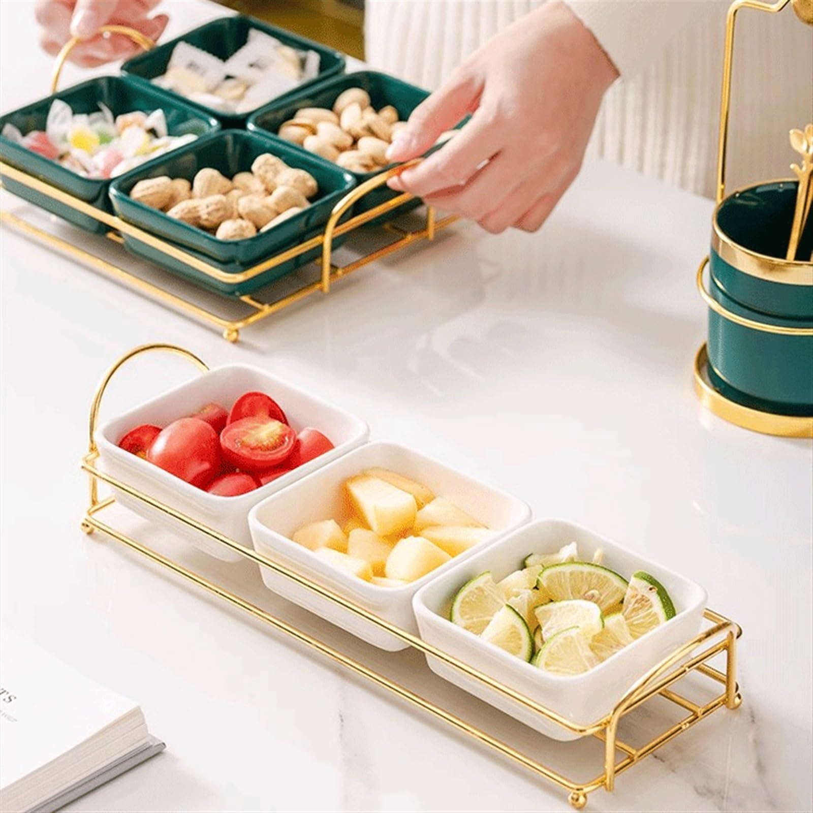 Amazon.co.jp: サラダボウル 金属トレイ付きのセラミックボウル
