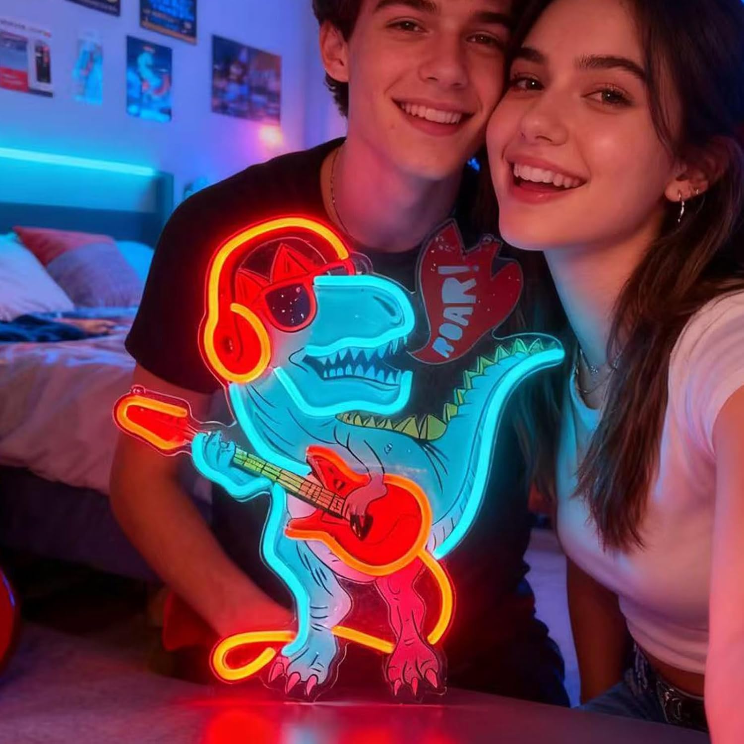 Dinosaur Neon Sign,neon Signs for Wall Decor-USB Powered, Adjustable Gamer Room Decor for Boys Led Light for Bedroom, Bar, Pub, Party, Man Cave Decor,Gifts for Teen Boys - Image 5