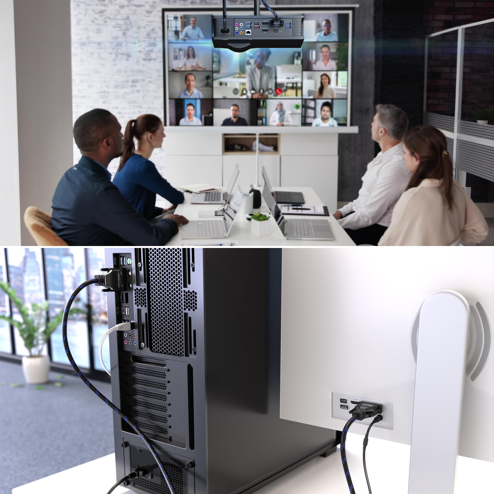 KabelDirekt – Kabel Dual Link DVI – z rdzeniem ferrytowym dla niezniekształconych sygnałów – 7,5 m – w oplocie nylonowym (kabel monitora DVI-D/24+1, 2560×1600 przy 60 Hz lub Full HD/1080p)