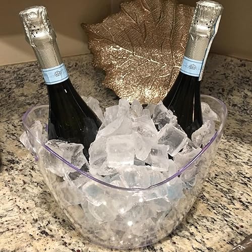 Miniatura 5 de Cubo de hielo, 2 piezas de 4 litros, cubo de vino champán para fiestas y bebidas, bañera de hielo acrílico de plástico con cucharas para bar de