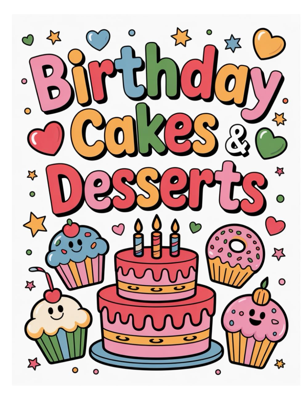 Birthday Cakes & Desserts: A Fun Coloring Book for Kids