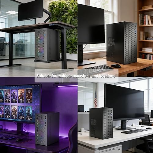 Miniatura 7 de Caja Matx Caja Micro ATX de Alto Flujo de Aire, Compatible con MATX, Mini-ITX, Caja Micro ATX delgada con Puerto IO USB3.0x1, Negra con Ventiladores