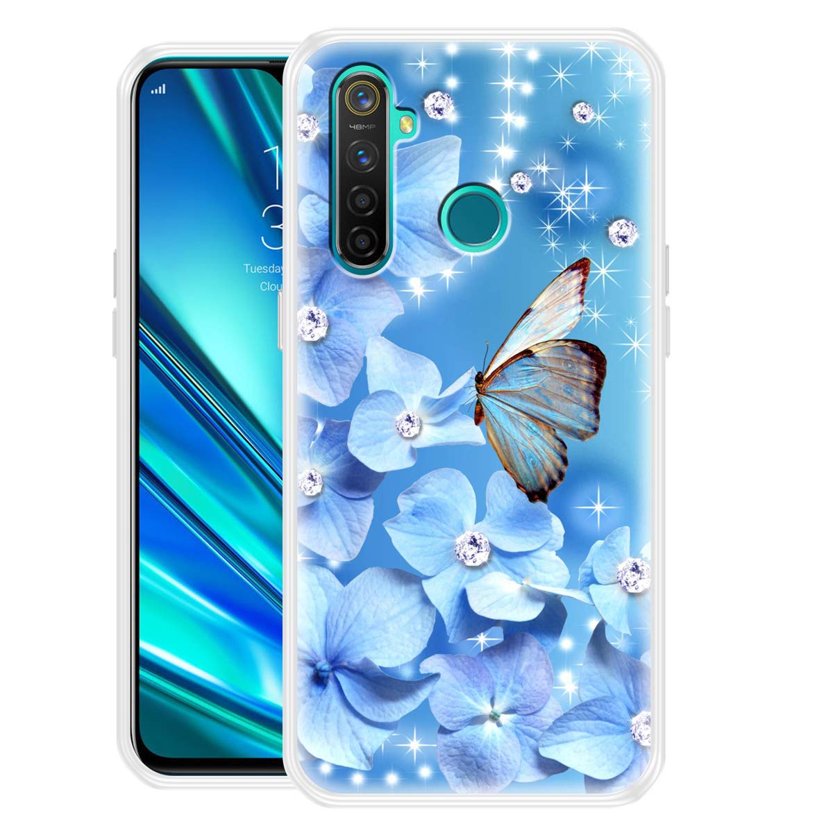Fashionury Diamond Butterfly Designer Printed Soft Silicone Back Case Cover for Realme 5 Pro/Realme 5 Pro Back Cover (B07WV26PNG) Amazon Price History, Amazon Price Tracker