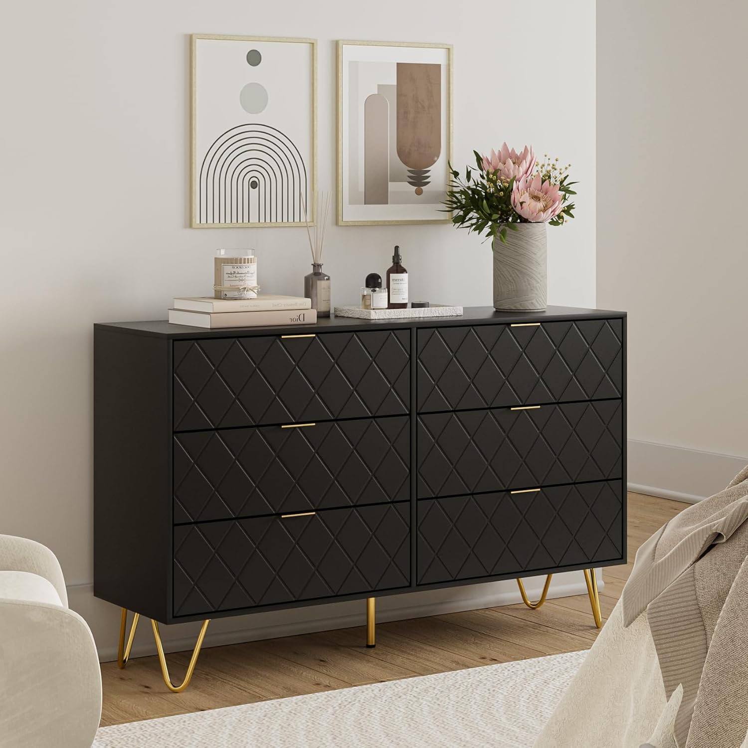 HAUOS Cu00f3oda Para Doritorio Con Cajones, Cu00f3oda Ancha Con