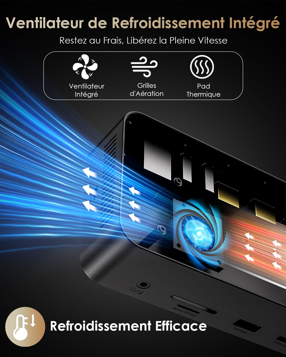 WAVLINK Station d'accueil pour Ordinateur Portable pour Trois écrans (8K @ 30Hz/4K @ 144Hz), Station d'accueil USB-C avec boîtier SSD M.2 PCIe/SATA, Prend en Charge 100 W Power Delivery, USB C/A, SD