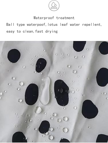 Miniatura 4 de Cortina de ducha de lunares negros para baño, diseño pequeño y moderno de lunares negros sobre blanco, tela de poliéster impermeable para niños, 72