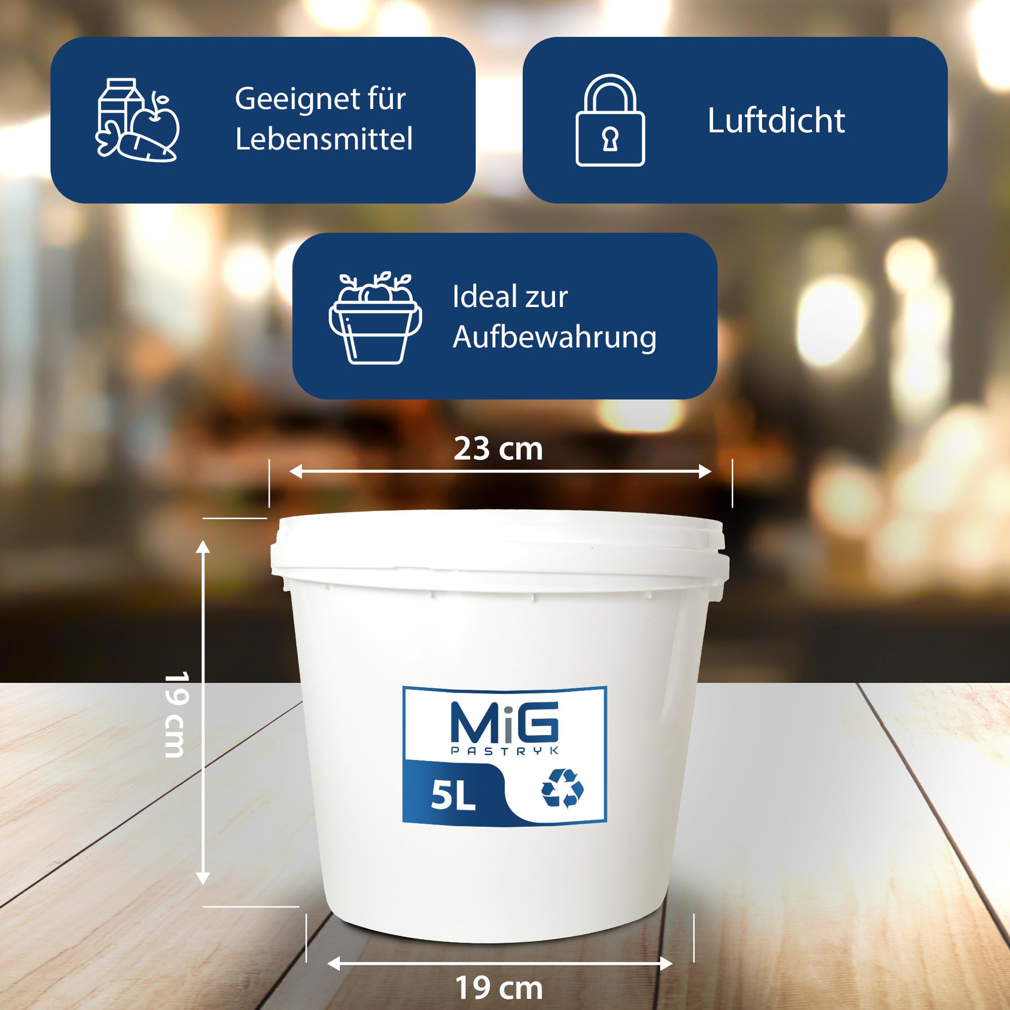 Seau De Construction 5 Litres Avec Couvercle - Blanc, Empilable, Plastique Polypropylène, Polyvalent
