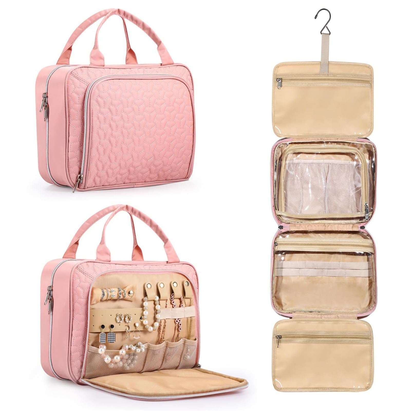 Neceser de Viaje con Ganchos, Gran Capacidad Niñas(Pink)