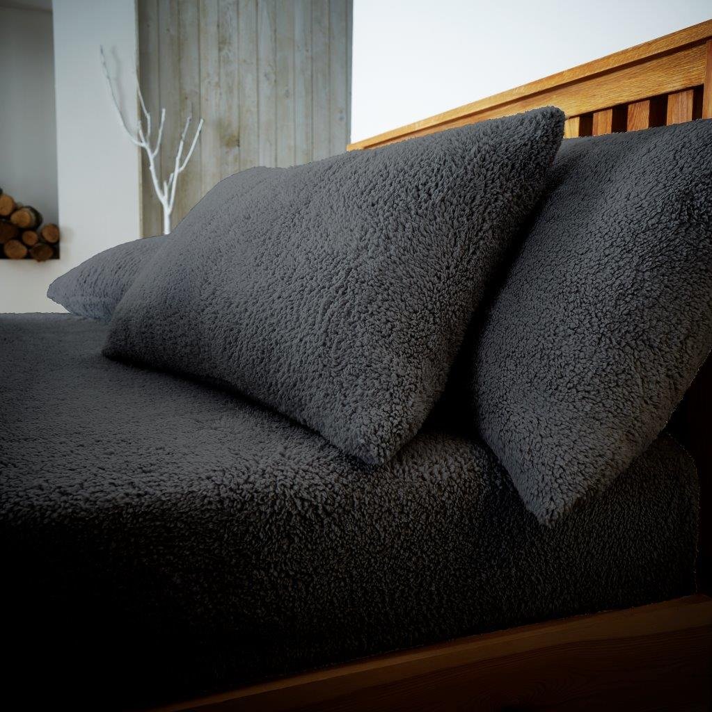 Gc Gaveno Cavailia Gaveno Cavailia Teddy Fleece Luxurious Super Soft Warm And Cosy Pillowcase Pair (Charcoal, Teddy Pillowcase Pair)