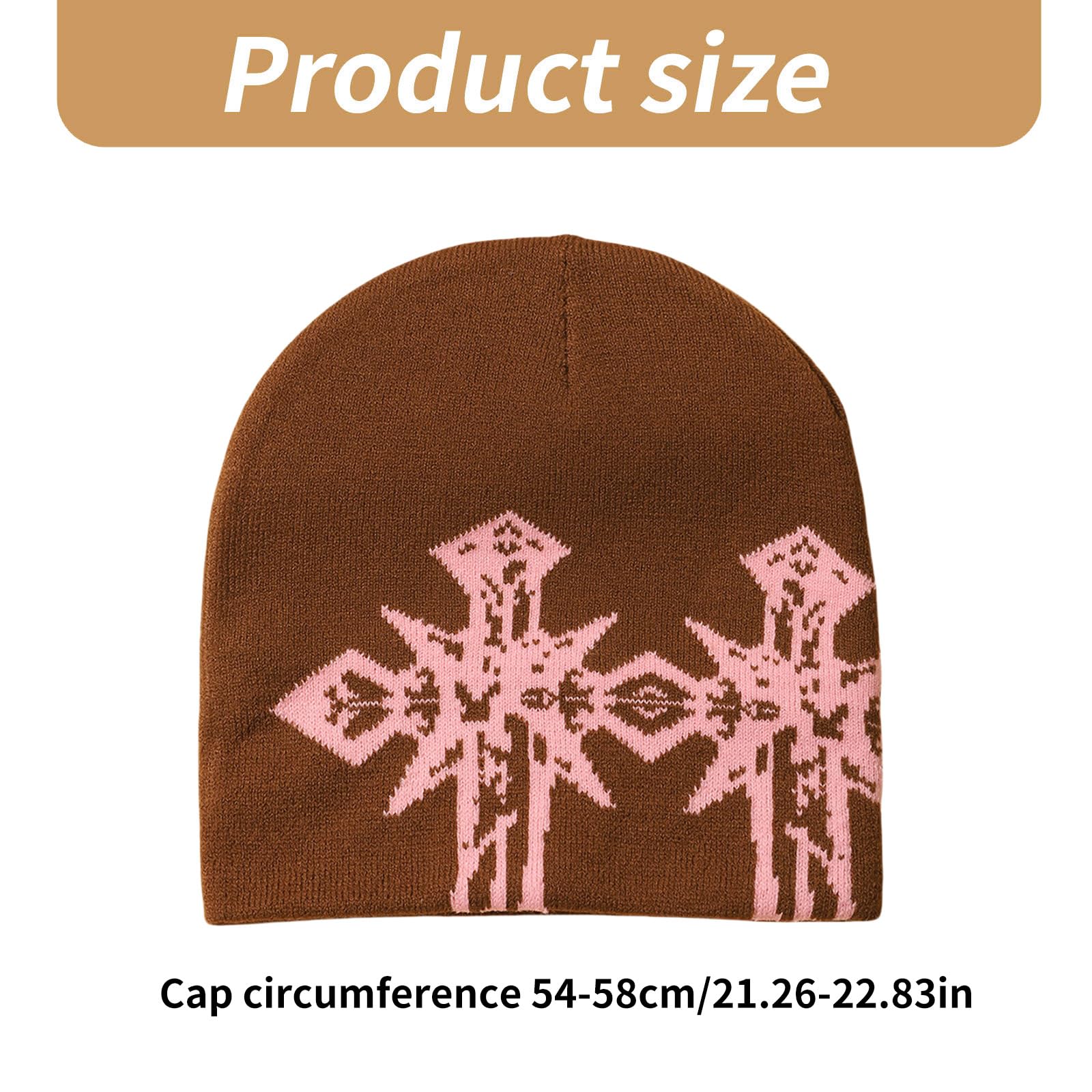 Gorro unisex de punto con cruces tejidas para actividades al aire libre y moda callejera