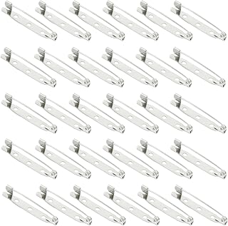 30 Pcs Silver Safety Pins Clasp with Holes, Brooch Badge Bar Pins for DIY Name Tags, Jewelry, Crafts, Badges(35mm)