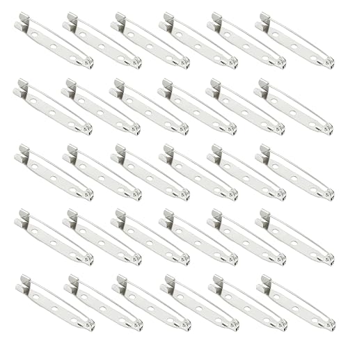 Bonsicoky 30 Pcs Silver Safety Pins Clasp with Holes, Brooch