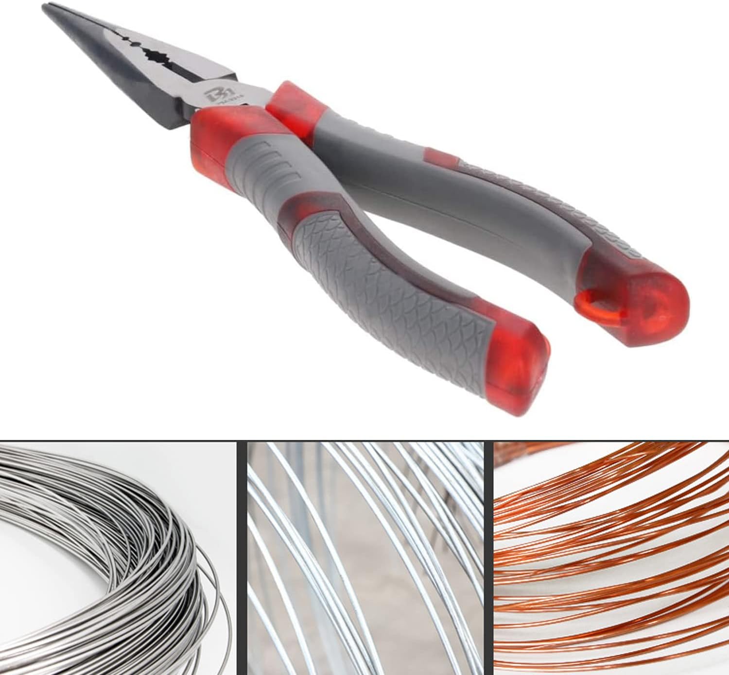 Utoolmart PM-3318 Needle Nose Pliers 8 Inch Side Cutter for Crimping Cutting Wires 2Pcs